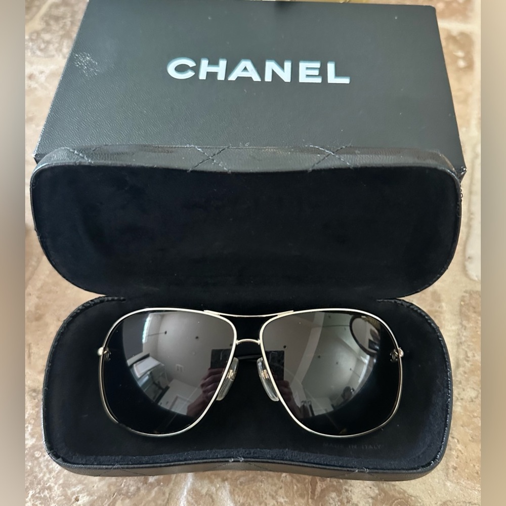 Chanel Black Aviator Sunglasses